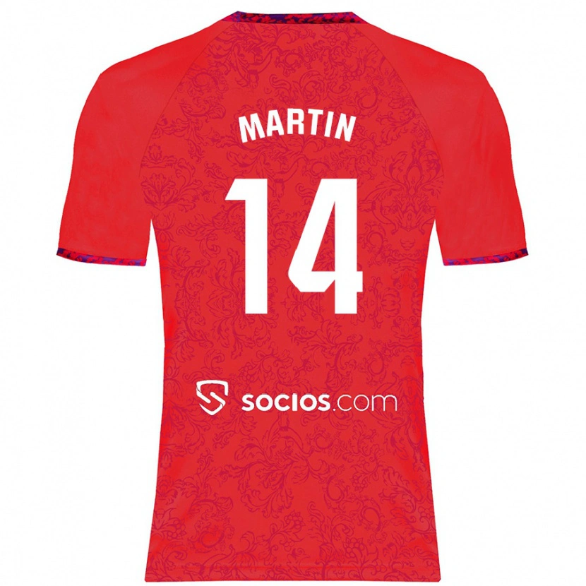 Danxen Män Nazareth Martín #14 Röd Bortatröja Matchtröjor 2024/25 Tröjor T-Tröja