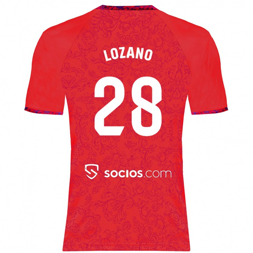 Danxen Män Elena Lozano #28 Röd Bortatröja Matchtröjor 2024/25 Tröjor T-Tröja