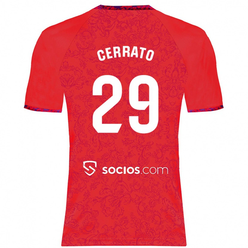 Danxen Män Alba Cerrato #29 Röd Bortatröja Matchtröjor 2024/25 Tröjor T-Tröja