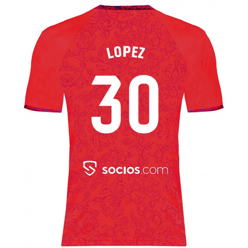 Danxen Män Alba López #30 Röd Bortatröja Matchtröjor 2024/25 Tröjor T-Tröja