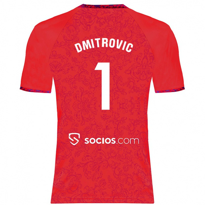 Danxen Män Marko Dmitrović #1 Röd Bortatröja Matchtröjor 2024/25 Tröjor T-Tröja