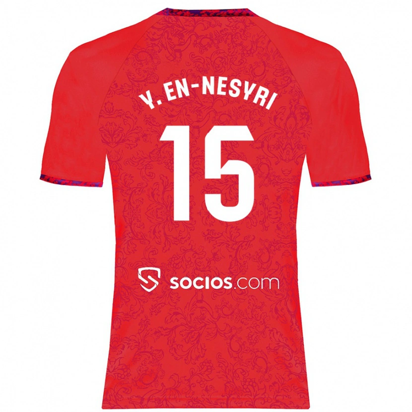 Danxen Män Youssef En-Nesyri #15 Röd Bortatröja Matchtröjor 2024/25 Tröjor T-Tröja