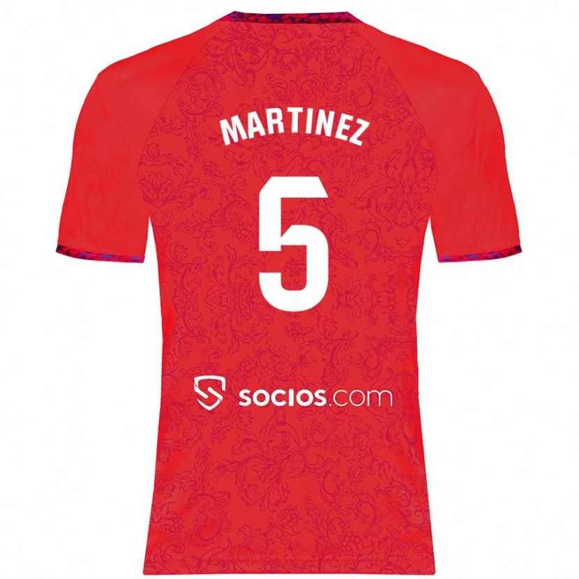 Danxen Män Sergio Martínez #5 Röd Bortatröja Matchtröjor 2024/25 Tröjor T-Tröja