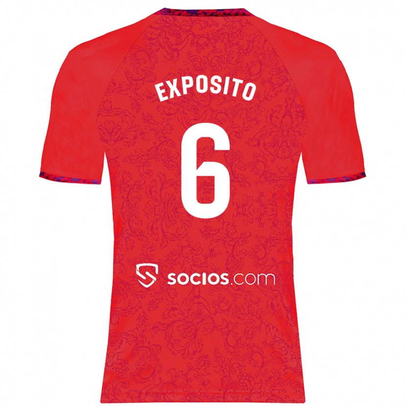 Danxen Män Marcelo Expósito #6 Röd Bortatröja Matchtröjor 2024/25 Tröjor T-Tröja