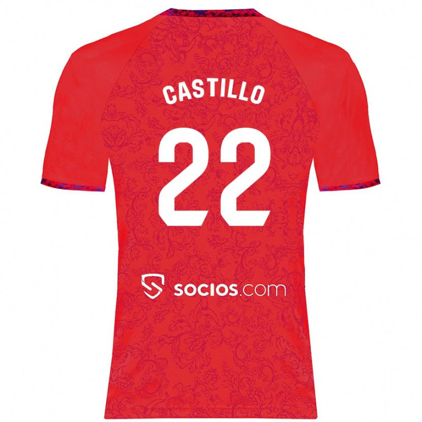 Danxen Män José Castillo #22 Röd Bortatröja Matchtröjor 2024/25 Tröjor T-Tröja