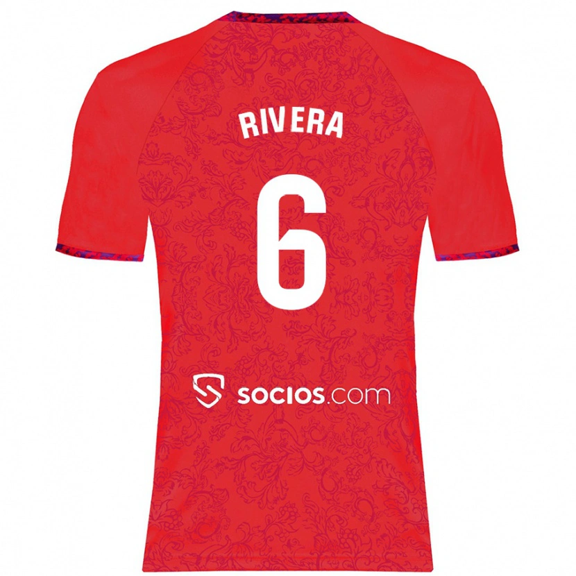 Danxen Män Pablo Rivera #6 Röd Bortatröja Matchtröjor 2024/25 Tröjor T-Tröja