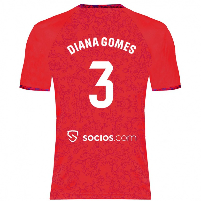 Danxen Män Diana Catarina Ribeiro Gomes #3 Röd Bortatröja Matchtröjor 2024/25 Tröjor T-Tröja