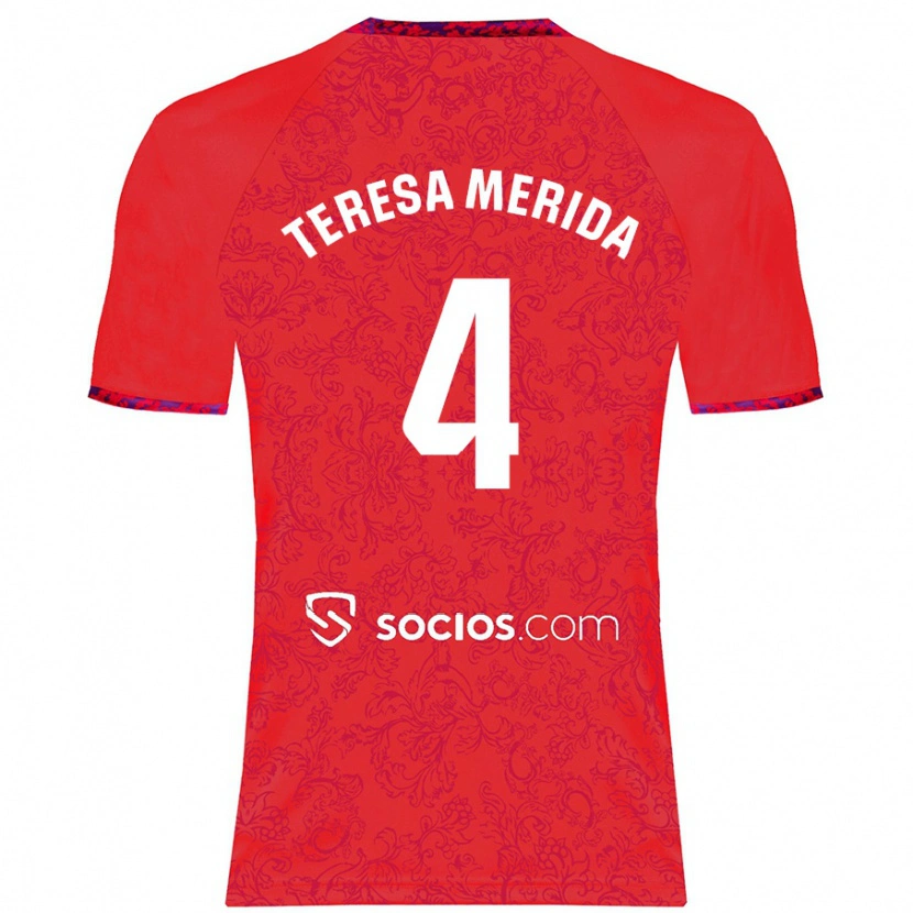 Danxen Män Teresa Merida #4 Röd Bortatröja Matchtröjor 2024/25 Tröjor T-Tröja