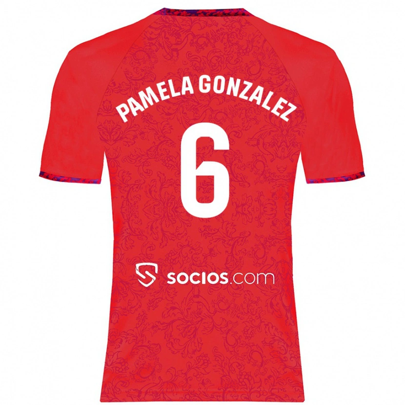 Danxen Män Cinthia Pamela González Medina #6 Röd Bortatröja Matchtröjor 2024/25 Tröjor T-Tröja