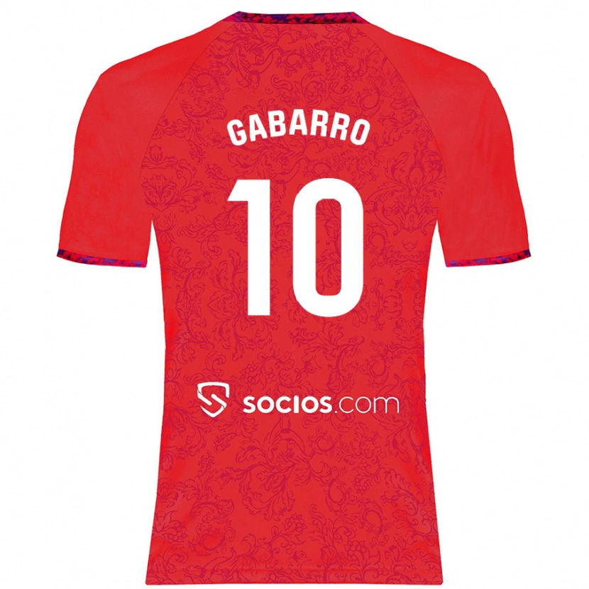 Danxen Män María Inmaculada Gabarro Romero #10 Röd Bortatröja Matchtröjor 2024/25 Tröjor T-Tröja
