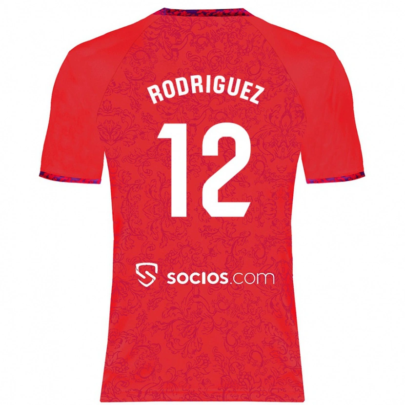 Danxen Män Lucía María Rodríguez Herrero #12 Röd Bortatröja Matchtröjor 2024/25 Tröjor T-Tröja