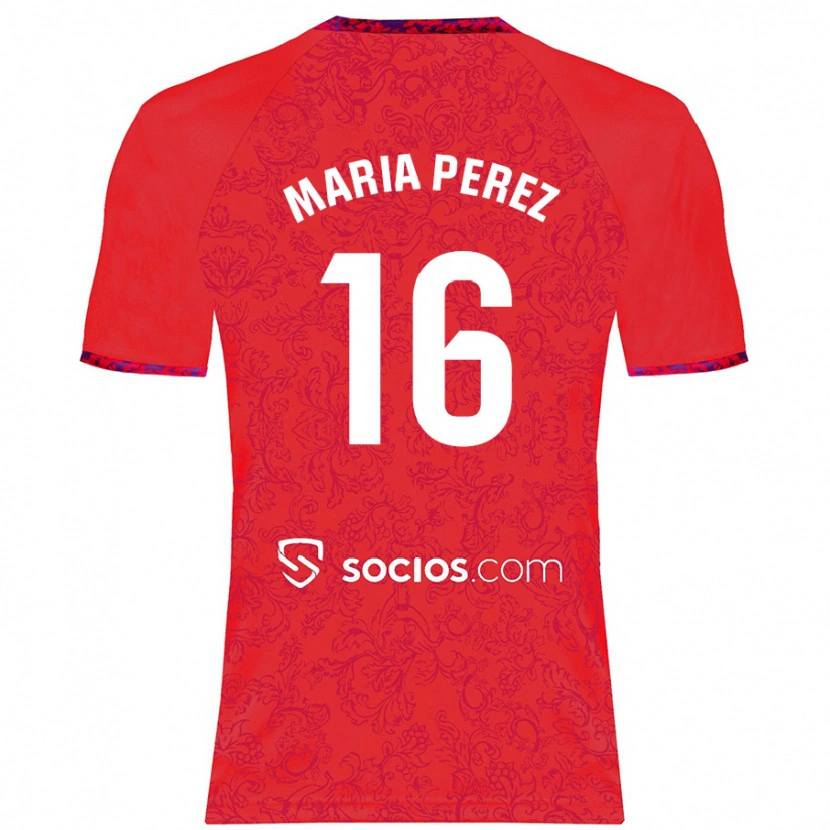 Danxen Män María Pérez Rabaza #16 Röd Bortatröja Matchtröjor 2024/25 Tröjor T-Tröja