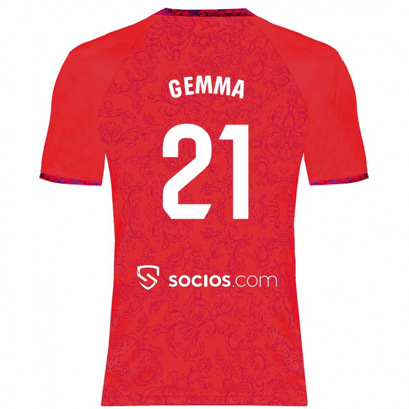 Danxen Män Gemma Gili Giner #21 Röd Bortatröja Matchtröjor 2024/25 Tröjor T-Tröja