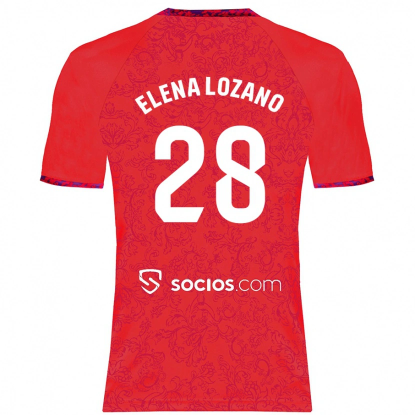 Danxen Män Elena Lozano Gallego #28 Röd Bortatröja Matchtröjor 2024/25 Tröjor T-Tröja