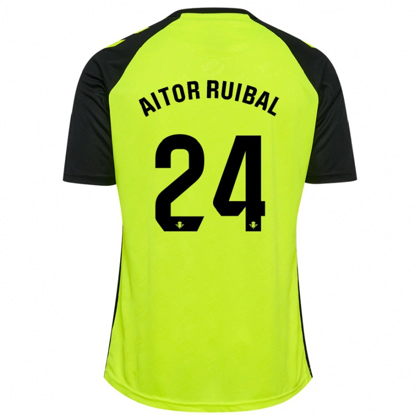 Danxen Män Aitor Ruibal #24 Fluorescerande Gulsvart Bortatröja Matchtröjor 2024/25 Tröjor T-Tröja