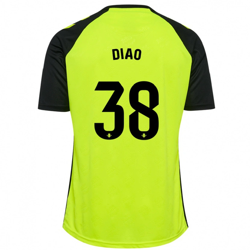 Danxen Män Assane Diao #38 Fluorescerande Gulsvart Bortatröja Matchtröjor 2024/25 Tröjor T-Tröja