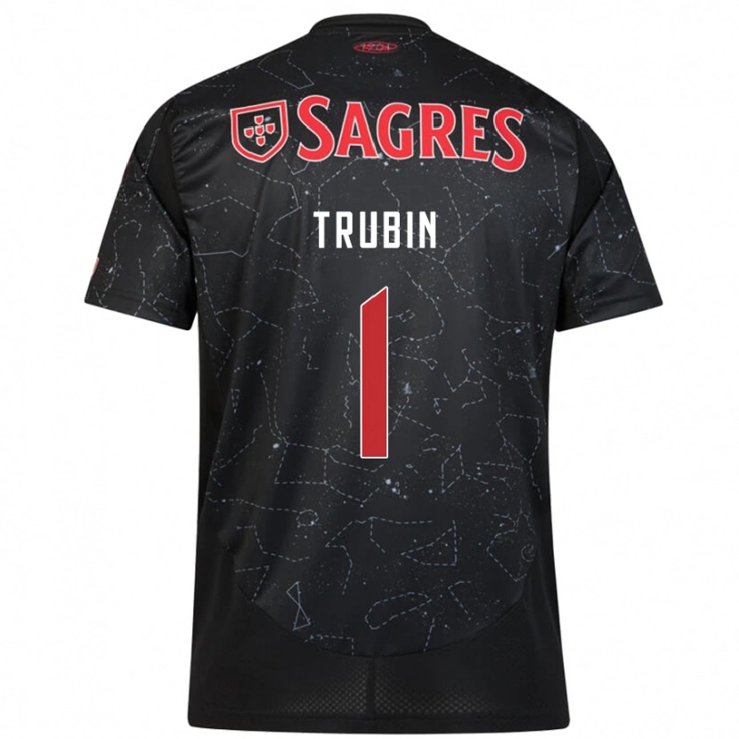 Danxen Män Anatoliy Trubin #1 Svart Röd Bortatröja Matchtröjor 2024/25 Tröjor T-Tröja