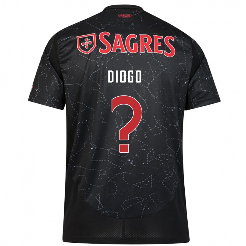 Danxen Män Diogo Ferreira #0 Svart Röd Bortatröja Matchtröjor 2024/25 Tröjor T-Tröja