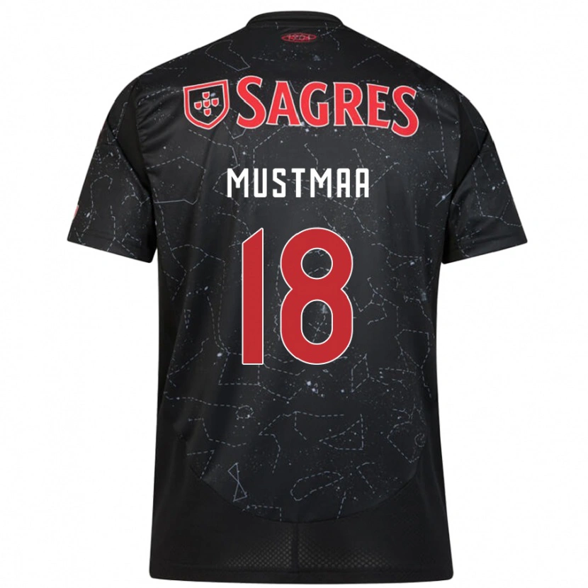 Danxen Män Karel Mustmaa #18 Svart Röd Bortatröja Matchtröjor 2024/25 Tröjor T-Tröja