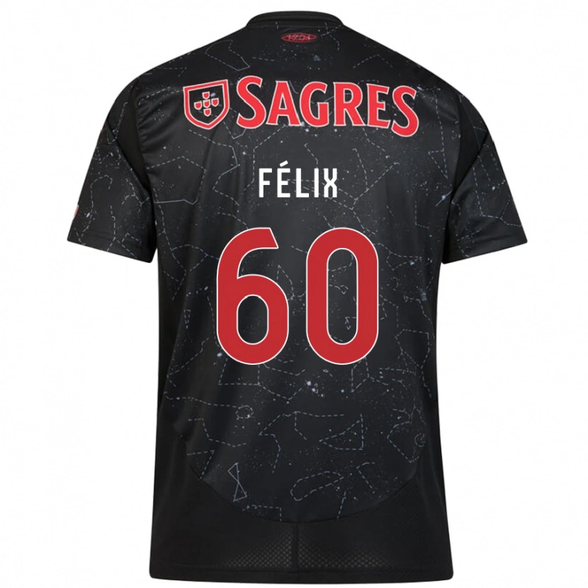 Danxen Män Nuno Félix #60 Svart Röd Bortatröja Matchtröjor 2024/25 Tröjor T-Tröja