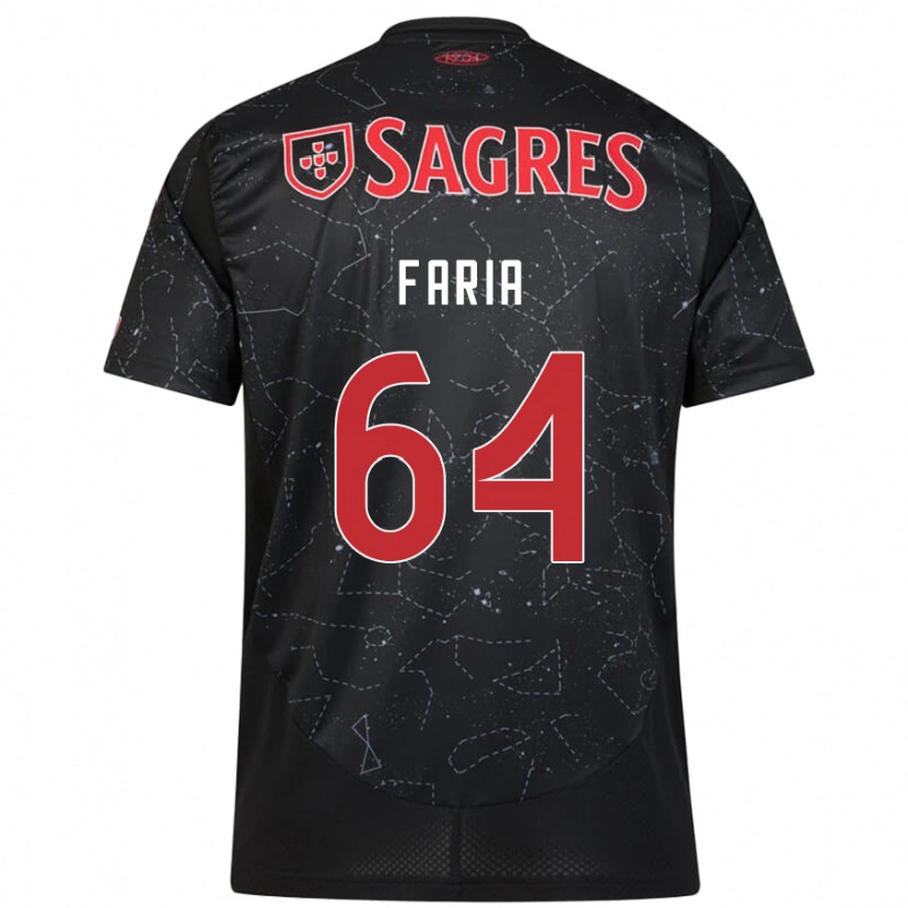 Danxen Män Hugo Faria #64 Svart Röd Bortatröja Matchtröjor 2024/25 Tröjor T-Tröja
