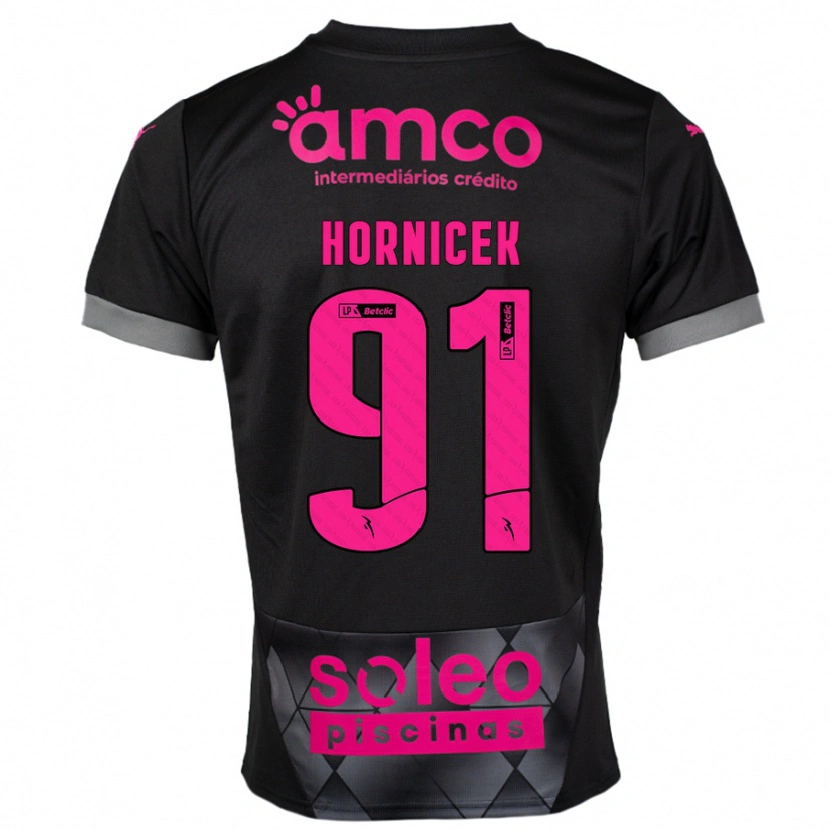 Danxen Män Lukas Hornicek #91 Svart Rosa Bortatröja Matchtröjor 2024/25 Tröjor T-Tröja