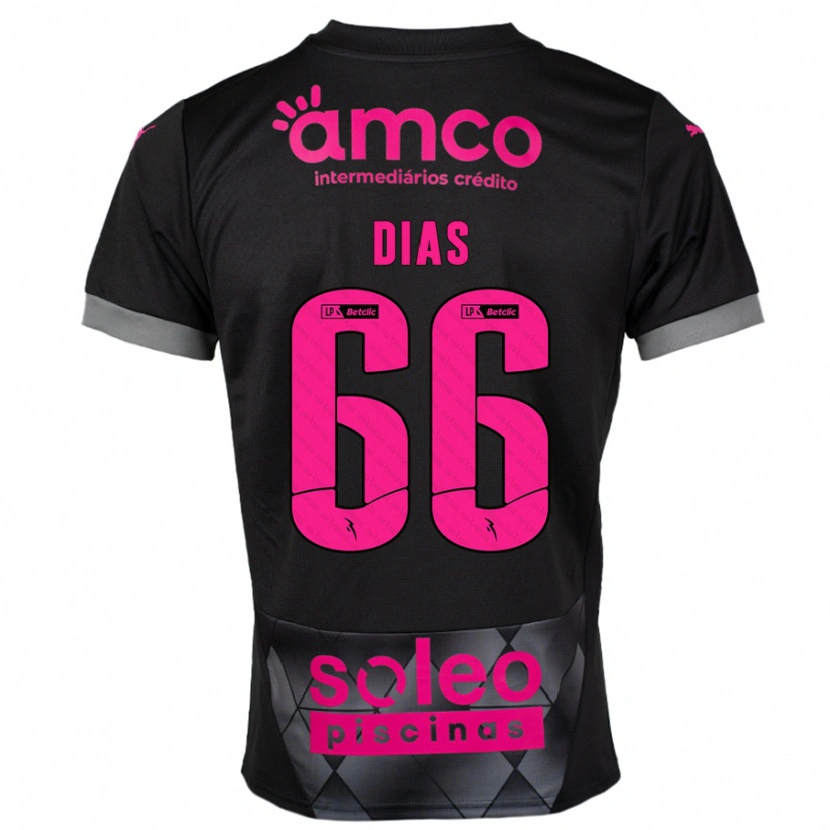 Danxen Män Gonçalo Dias #66 Svart Rosa Bortatröja Matchtröjor 2024/25 Tröjor T-Tröja