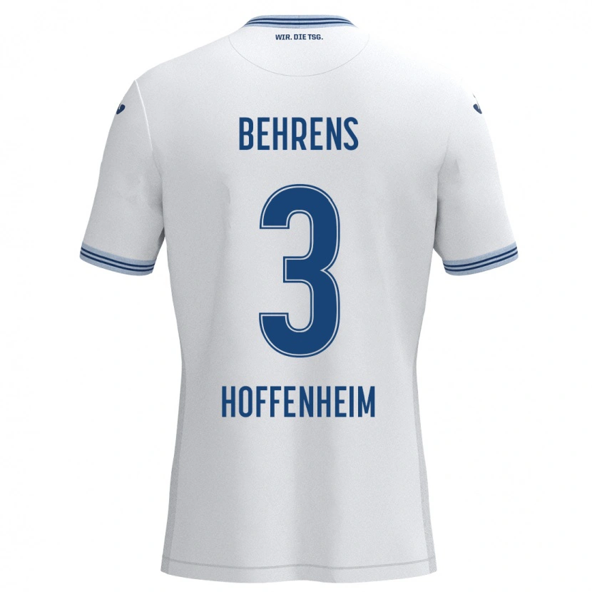 Danxen Män Hennes Behrens #3 Vit Blå Bortatröja Matchtröjor 2024/25 Tröjor T-Tröja