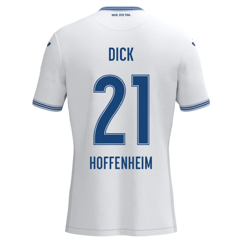 Danxen Män Laura Dick #21 Vit Blå Bortatröja Matchtröjor 2024/25 Tröjor T-Tröja