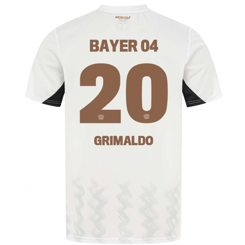 Danxen Män Alejandro Grimaldo #20 Vit Svart Bortatröja Matchtröjor 2024/25 Tröjor T-Tröja
