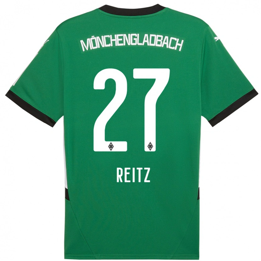 Danxen Män Rocco Reitz #27 Grön Vit Bortatröja Matchtröjor 2024/25 Tröjor T-Tröja