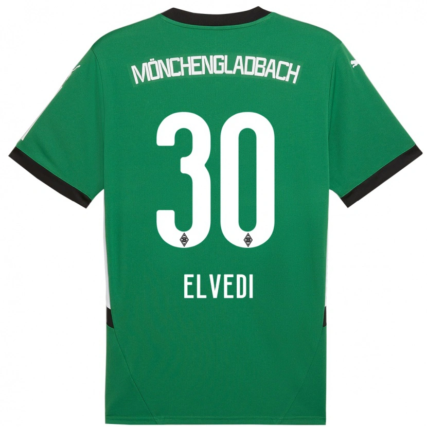 Danxen Män Nico Elvedi #30 Grön Vit Bortatröja Matchtröjor 2024/25 Tröjor T-Tröja
