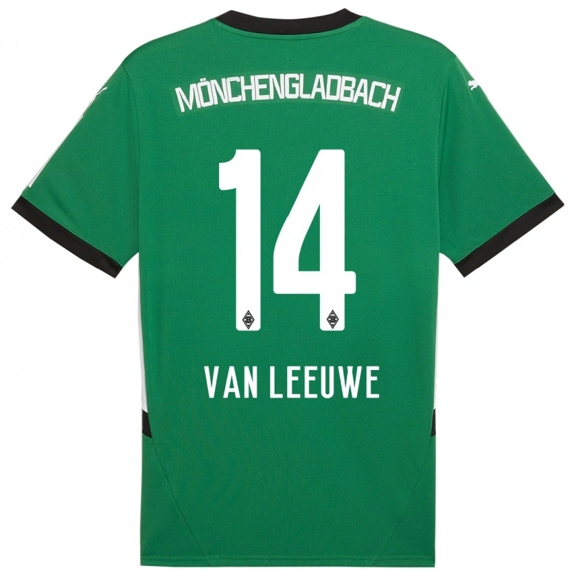 Danxen Män Kyra Van Leeuwe #14 Grön Vit Bortatröja Matchtröjor 2024/25 Tröjor T-Tröja