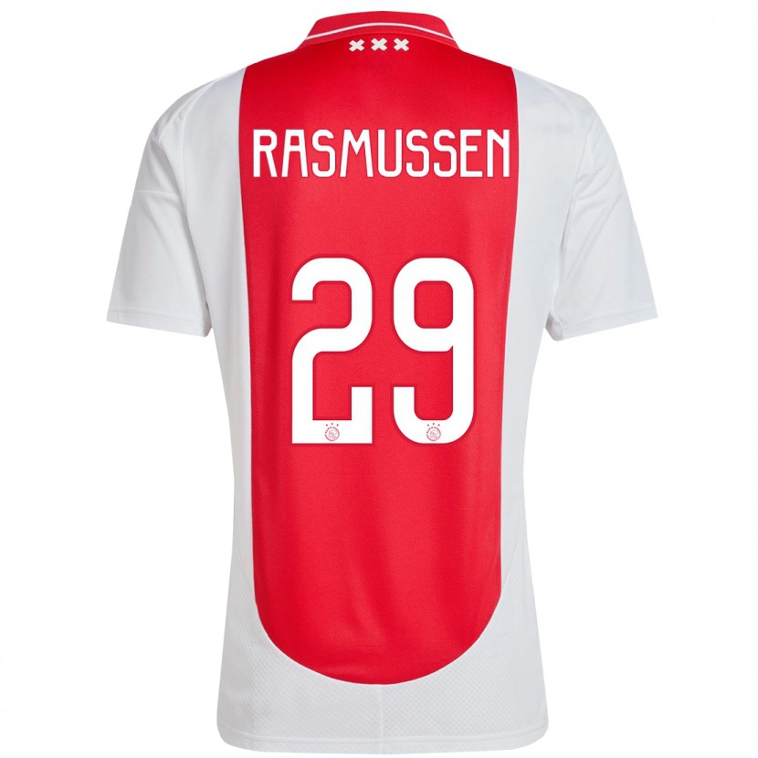 Danxen Kvinnor Christian Rasmussen #29 Röd Vit Hemmatröja Matchtröjor 2024/25 Tröjor T-Tröja