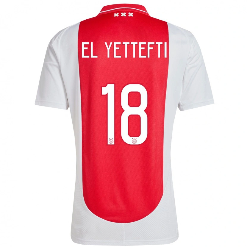 Danxen Kvinnor Adil Amghar El Yettefti #18 Röd Vit Hemmatröja Matchtröjor 2024/25 Tröjor T-Tröja