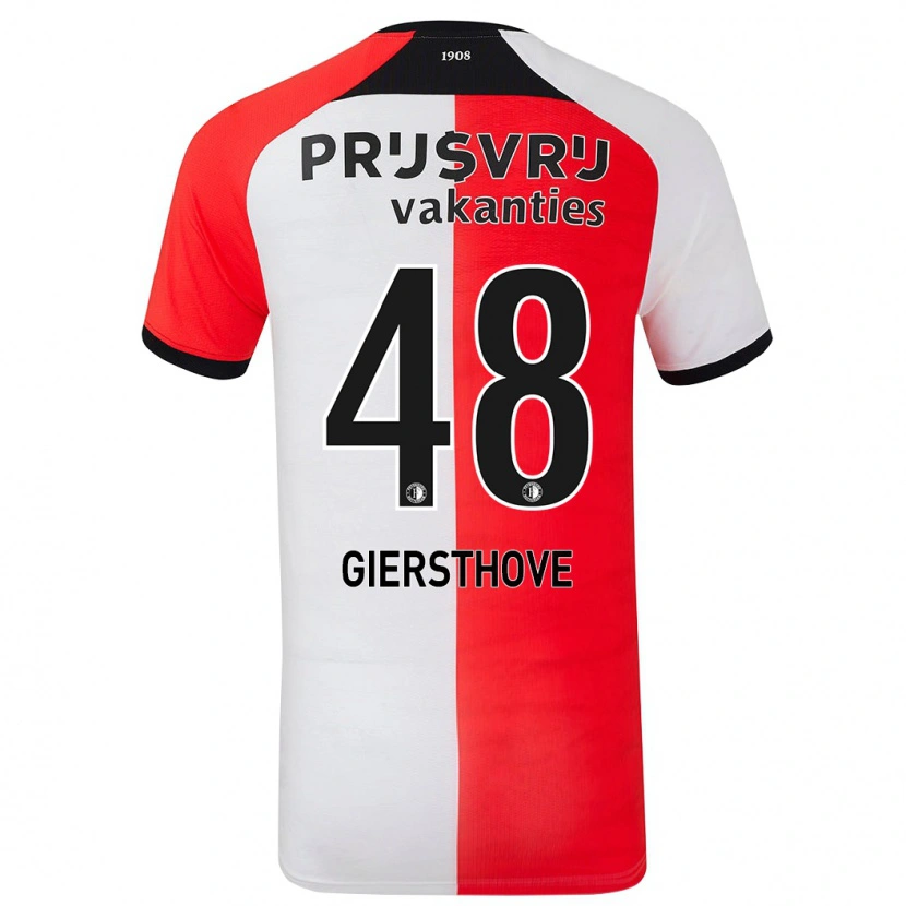 Danxen Kvinnor Djomar Giersthove #48 Röd Vit Hemmatröja Matchtröjor 2024/25 Tröjor T-Tröja