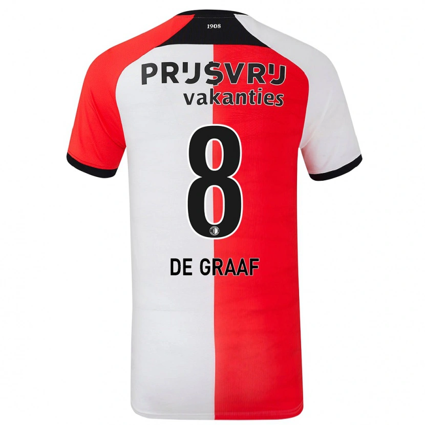 Danxen Kvinnor Esmee De Graaf #8 Röd Vit Hemmatröja Matchtröjor 2024/25 Tröjor T-Tröja