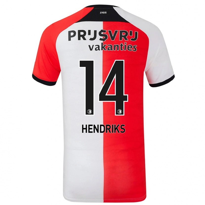 Danxen Kvinnor Kim Hendriks #14 Röd Vit Hemmatröja Matchtröjor 2024/25 Tröjor T-Tröja