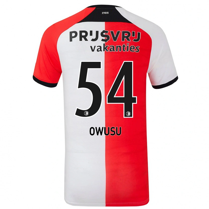Danxen Kvinnor Denzel Owusu #54 Röd Vit Hemmatröja Matchtröjor 2024/25 Tröjor T-Tröja