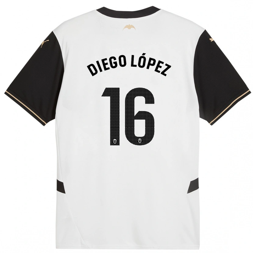 Danxen Kvinnor Diego López #16 Vit Svart Hemmatröja Matchtröjor 2024/25 Tröjor T-Tröja