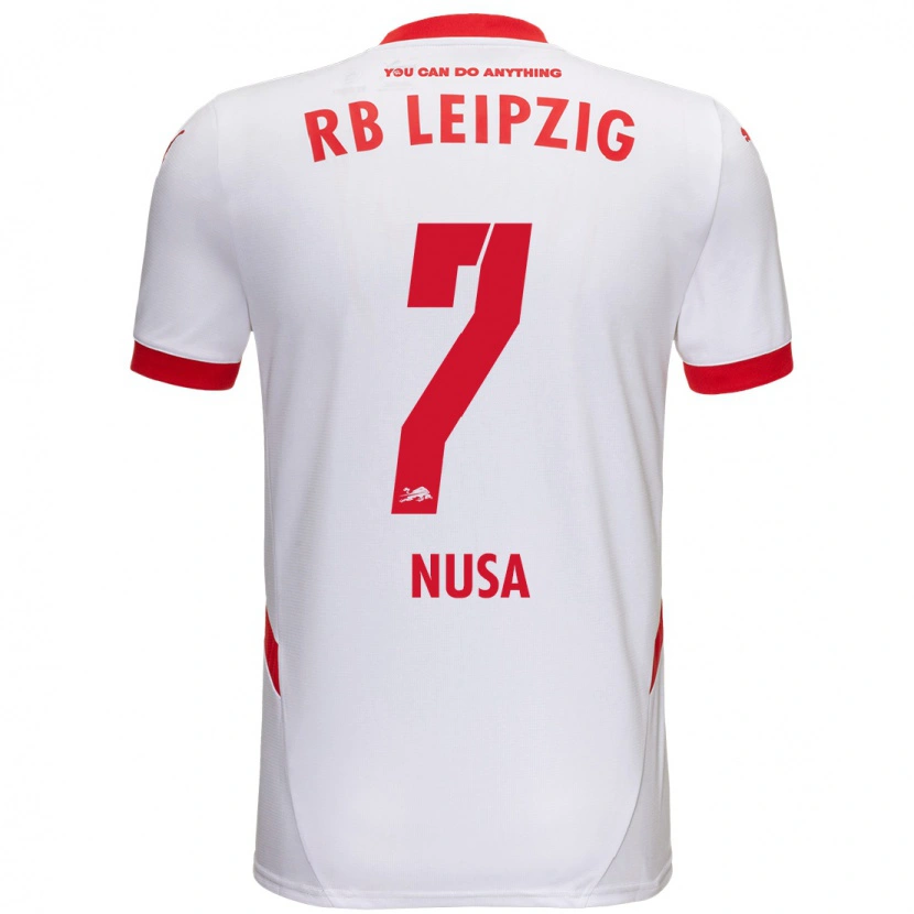 Danxen Kvinnor Antonio Nusa #7 Vit Röd Hemmatröja Matchtröjor 2024/25 Tröjor T-Tröja