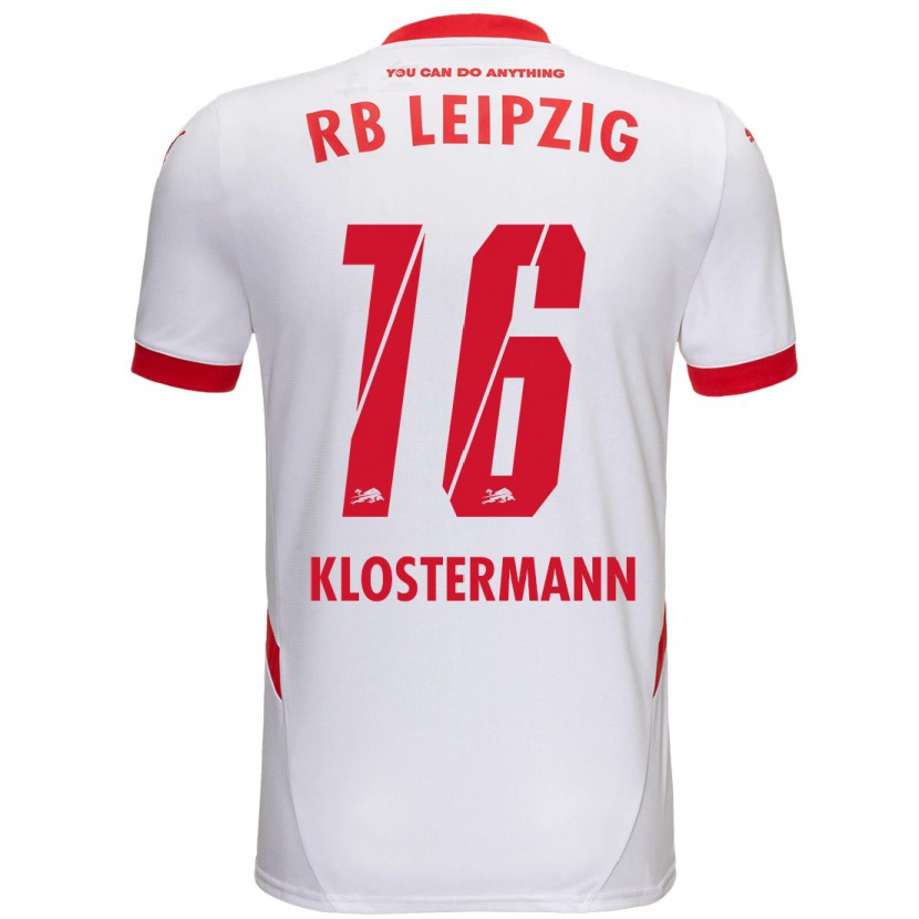 Danxen Kvinnor Lukas Klostermann #16 Vit Röd Hemmatröja Matchtröjor 2024/25 Tröjor T-Tröja