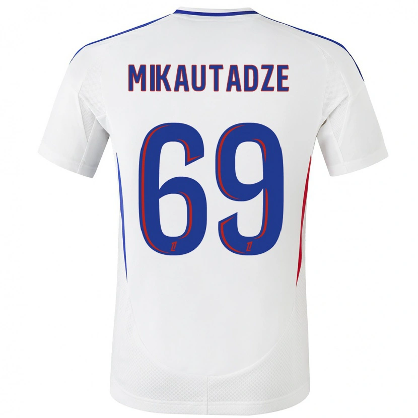 Danxen Kvinnor Georges Mikautadze #69 Vit Blå Hemmatröja Matchtröjor 2024/25 Tröjor T-Tröja