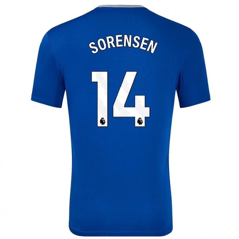 Danxen Kvinnor Nicoline Sorensen #14 Blå Med Hemmatröja Matchtröjor 2024/25 Tröjor T-Tröja