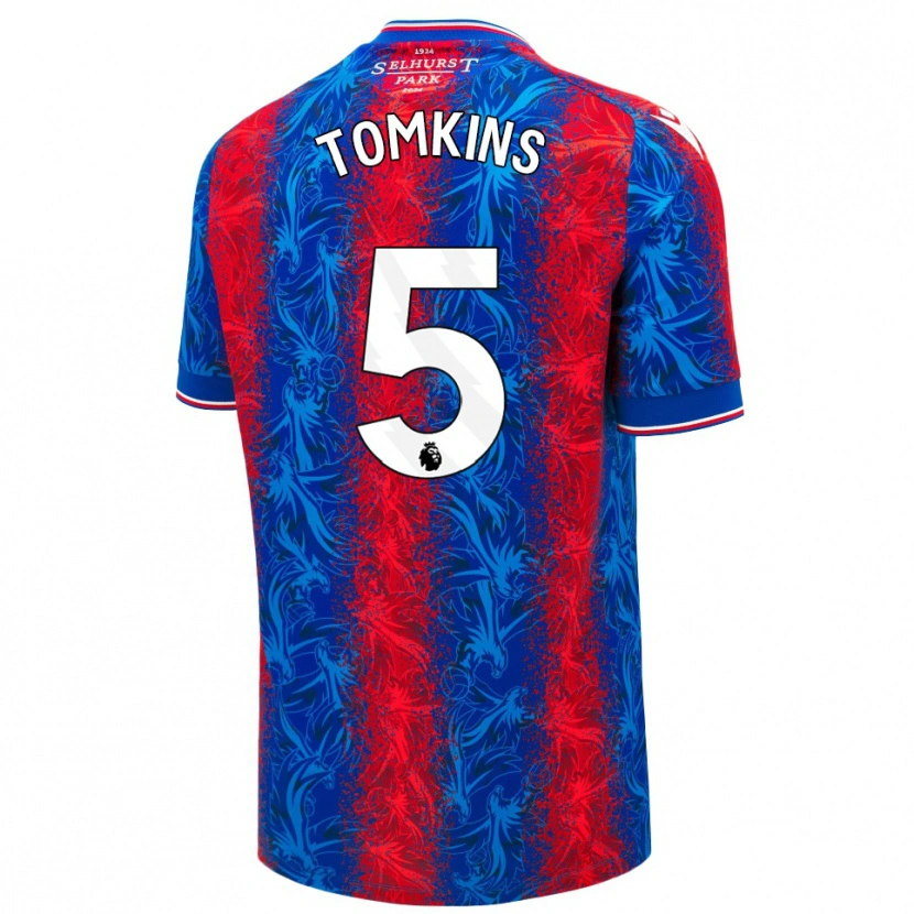 Danxen Kvinnor James Tomkins #5 Röda Blå Ränder Hemmatröja Matchtröjor 2024/25 Tröjor T-Tröja