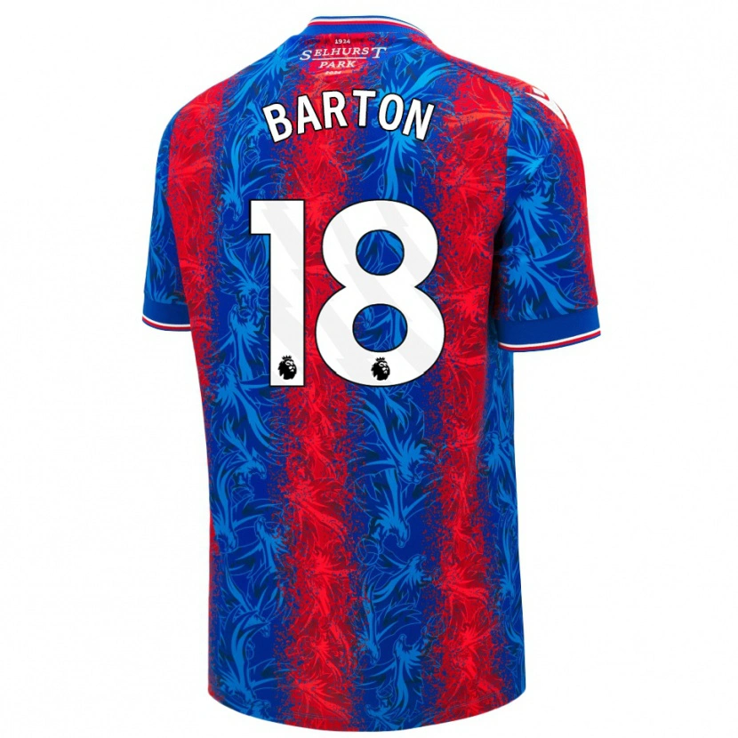Danxen Kvinnor Kirsty Barton #18 Röda Blå Ränder Hemmatröja Matchtröjor 2024/25 Tröjor T-Tröja