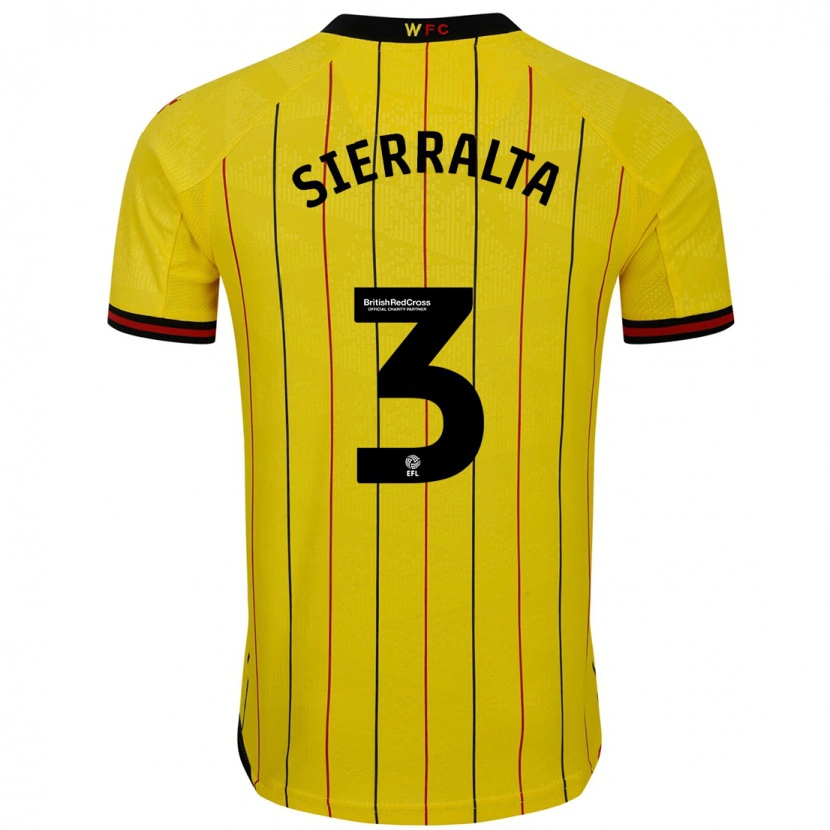 Danxen Kvinnor Francisco Sierralta #3 Gul Svart Hemmatröja Matchtröjor 2024/25 Tröjor T-Tröja