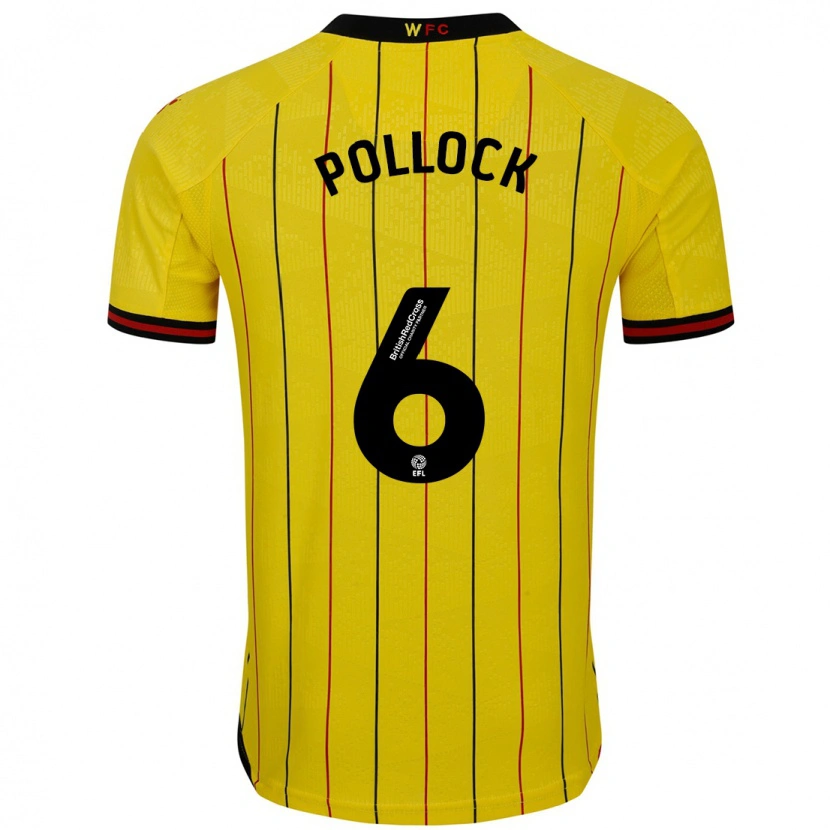 Danxen Kvinnor Mattie Pollock #6 Gul Svart Hemmatröja Matchtröjor 2024/25 Tröjor T-Tröja