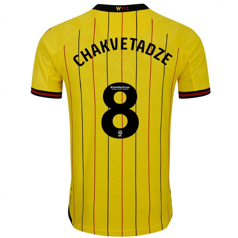 Danxen Kvinnor Giorgi Chakvetadze #8 Gul Svart Hemmatröja Matchtröjor 2024/25 Tröjor T-Tröja