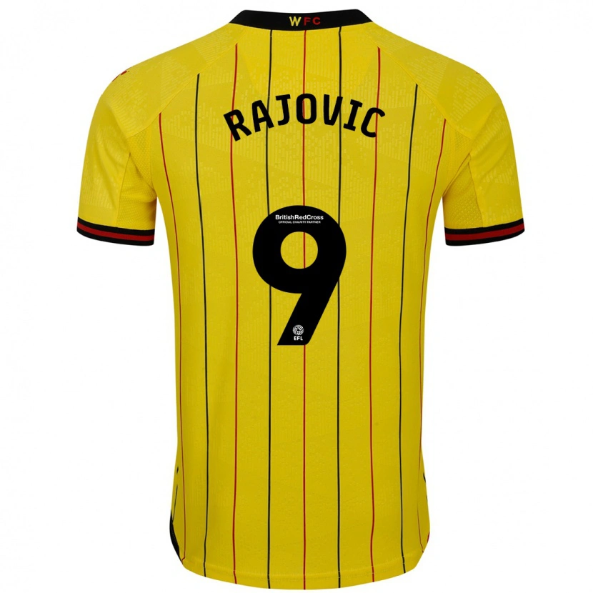 Danxen Kvinnor Mileta Rajovic #9 Gul Svart Hemmatröja Matchtröjor 2024/25 Tröjor T-Tröja